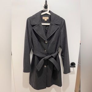 Michael Kros Notch Collar Wool Blend Coat—Charcoal Gray, Medium (US Women 8-10)